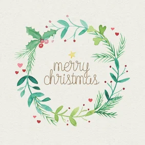Weihnachtskarte Weihnachtskranz Aquarellzweige