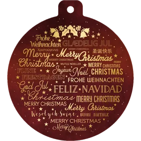Weihnachtskarte Weihnachtskugel mit Sprachen