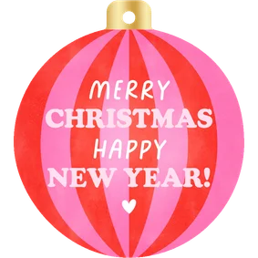 Weihnachtskugel Grußkarte gestreift englisch