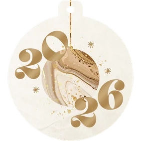 Weihnachtskugel-Karte Marmor 2026 beige gold