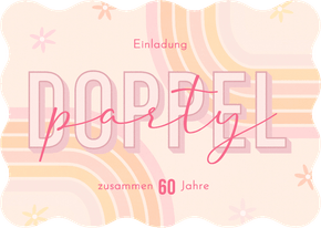 Einladungskarte rertro Doppel-Geburtstag Wellenform