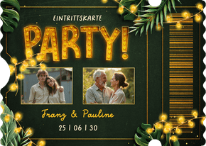 Foto-Geburtstagseinladung Eintrittskarte Ticket Gartenparty