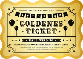 Geburtstagseinladung Wellenform Goldenes Ticket 50 Jahre