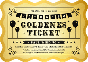 Geburtstagseinladung Wellenform Goldenes Ticket 50 Jahre