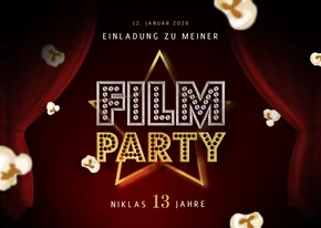 13. Kindergeburtstag Einladung Filmparty Popcorn