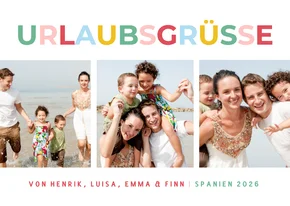 Bunte Urlaubsgrüße Fotokarte mit Namen