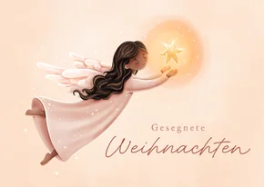 Christliche Weihnachtskarte Engel leuchtender Stern