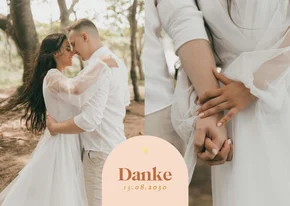 Dankeskarte Bogen-Grafik Orange mit Foto