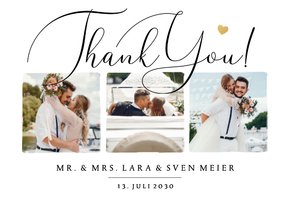Dankeskarte Fotocollage Kalligrafie 'Thank you'