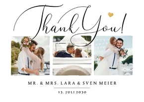 Dankeskarte Fotocollage Kalligrafie 'Thank you'