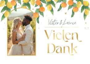 Dankeskarte Hochzeit Foto & Zitrusfrüchte