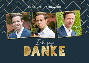 Dankeskarte Jugendweihe Fotos grafisch blau