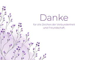 Dankeskarte Trauer lila Blumen Aquarell