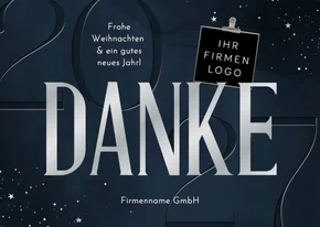 Dankeskarte Weihnachten geschäftlich dunkelblau & silber