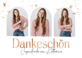 Danksagung Jugendweihe Fotoreihe und Vögel Kupfer