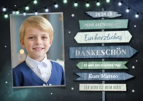 Danksagung Kommunion Foto & Wegweiser Silberdruck
