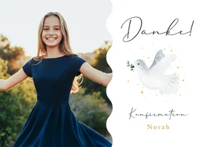 Danksagung Konfirmation Foto & Taube mit Zweig