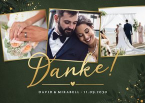 Dunkelgrün Dankeskarte Botanisch Goldkleckse