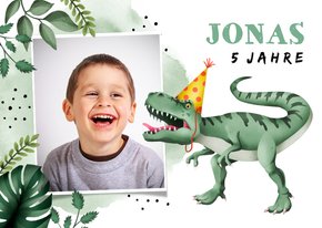 Einladung 5. Kindergeburtstag Dinosaurier und Foto