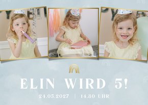 Einladung 5. Kindergeburtstag Fotoreihe auf Pastell