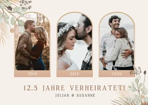 Einladung Hochzeitsjubiläum Fotocollage & Trockenblumen