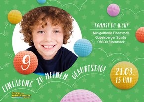 Einladung Kindergeburtstag Minigolfhalle in Eibenstock