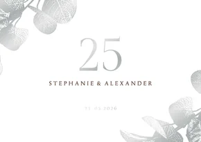 Einladung Silberhochzeit silberner Eukalyptus