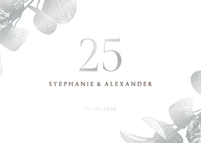 Einladung Silberhochzeit silberner Eukalyptus