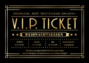 Einladung Weihnachtsessen 'VIP Ticket' 