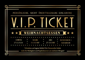 Einladung Weihnachtsessen 'VIP Ticket'