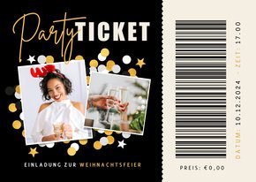 Einladung Weihnachtsfeier Partyticket mit Fotocollage