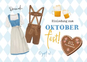 Einladung zum Oktoberfest mit Dirndl & Lederhose