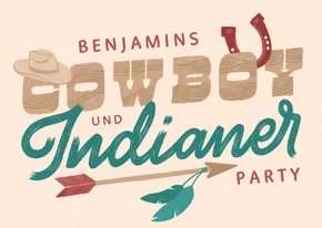 Einladung zur Cowboy- und Indianerparty - Lettering