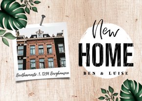 Einladung zur Einweihungsparty 'new home' Holzlook