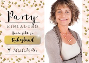Einladung zur Ruhestand-Party rosa