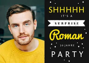 Einladung zur Überraschungsparty mit Foto