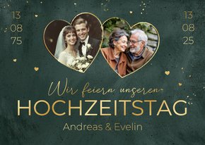 Einladungskarte 50. Hochzeitstag mit Fotos in Herzen