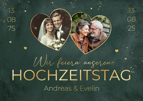 Einladungskarte 50. Hochzeitstag mit Fotos in Herzen