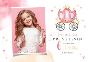 Einladungskarte 6. Kindergeburtstag Prinzessin