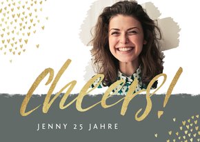 Einladungskarte 'Cheers' mit Foto und Herzen