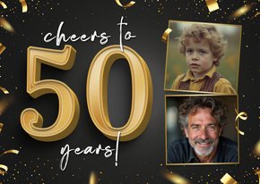 Einladungskarte 'Cheers to 50 years' mit Fotos