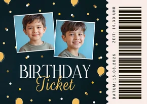 Einladungskarte Fotos Geburtstags-Ticket Kindergeburtstag