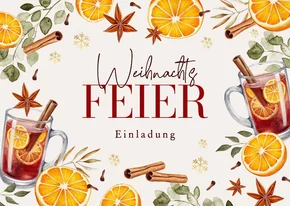 Einladungskarte geschäftlich Weihnachtsfeier Glühwein