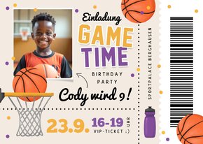 Einladungskarte Kindergeburtstag Basketball