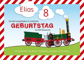 Einladungskarte Kindergeburtstag DB Museum Adler