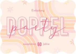 Einladungskarte rertro Doppel-Geburtstag Wellenform