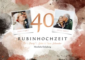 Einladungskarte Rubinhochzeit Fotos & Aquarell