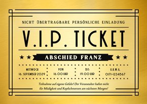 Einladungskarte VIP-Ticket in Gold