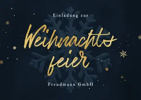 Einladungskarte Weihnachtsfeier Firma blau Schneekristall