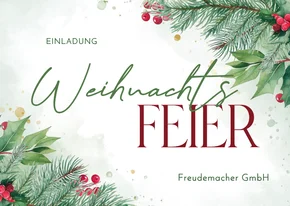 Einladungskarte Weihnachtsfeier Firma Tannenzweige